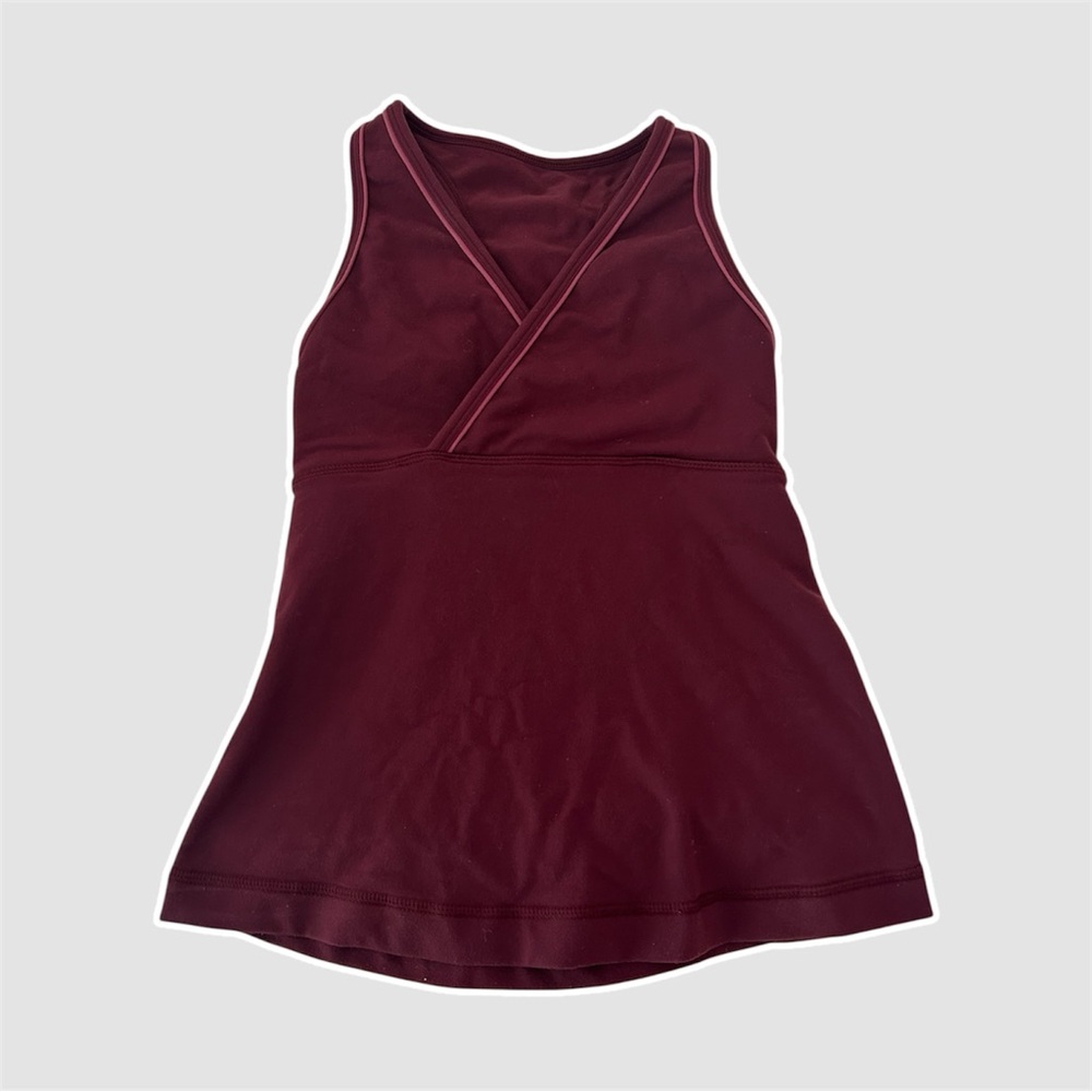 lululemon vintage wrap it up tank in maroon/ burgundy - size 4
